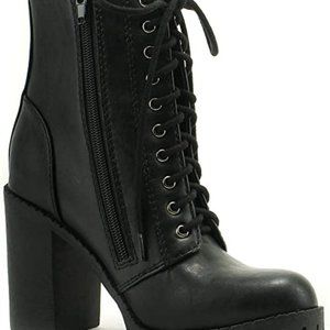 heel lace up boots